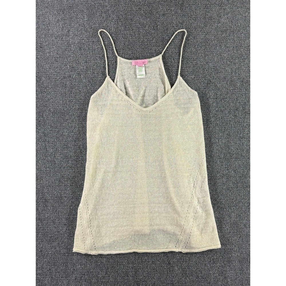 Lilly Pulitzer Womens Metallic Gold Knit Camisole Sweater Tank Top Medium